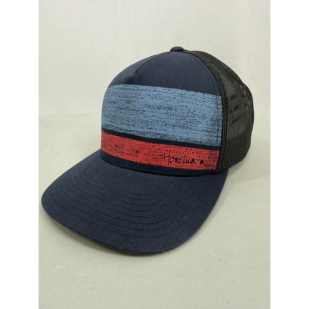 Honolua Surf Co Trucker Hat Mens OSFA Navy Blue Striped Mesh Snapback Cap